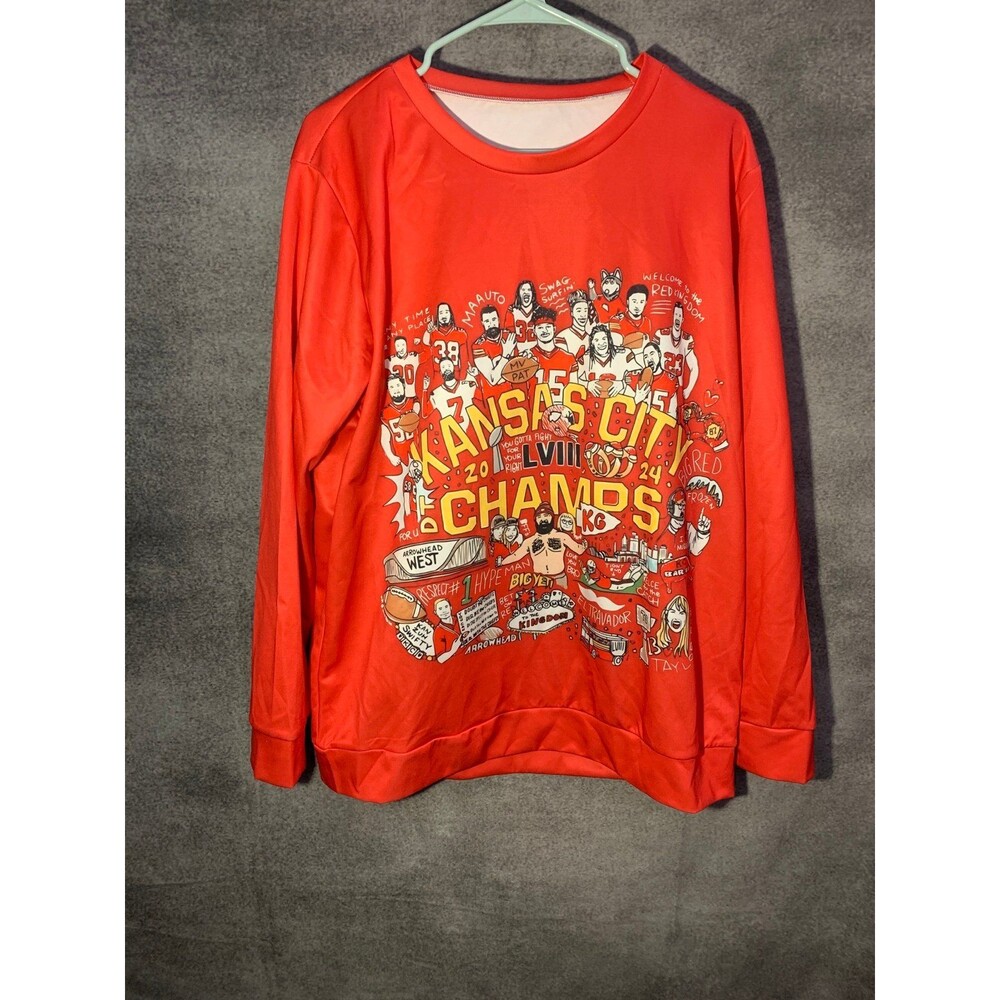 Unique Kansas City Chiefs Super Bowl 58 CHAMPS 2024 Men XL Mahomes Yeti T Swift